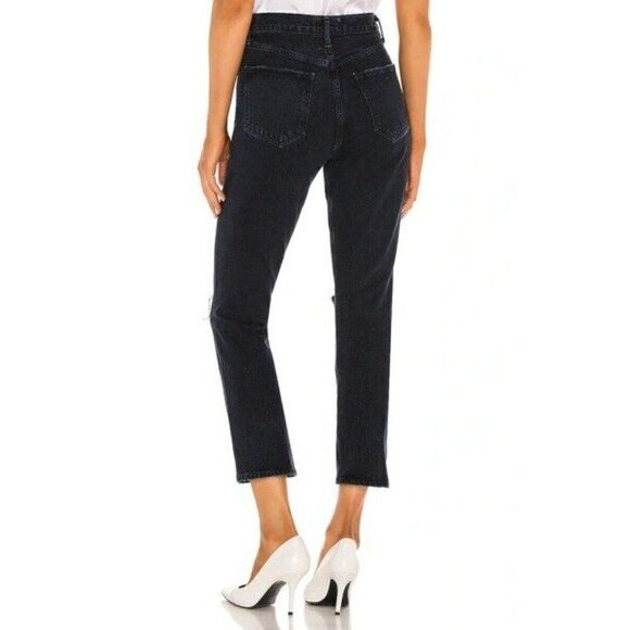NWT AGOLDE Sz 30 RILEY HIGH RISE STRAIGHT CROP JEANS IN UNSEEN - Picture 2 of 3